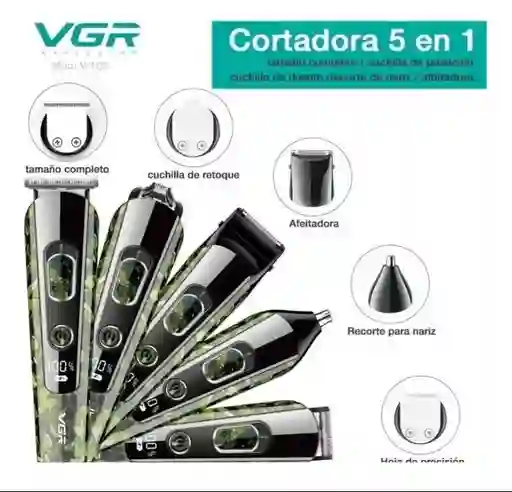 Maquina Peluquera Kit Grooming Vgr V-102 Recargable Pantalla