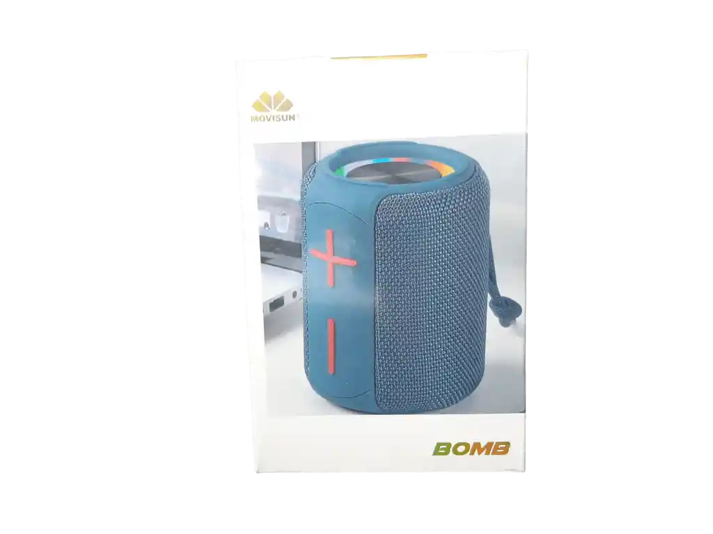 Parlante Inalambrico Bluetooth Movisun Bomb Con Luz Rgb Con Protección Ipx6 Color Rojo