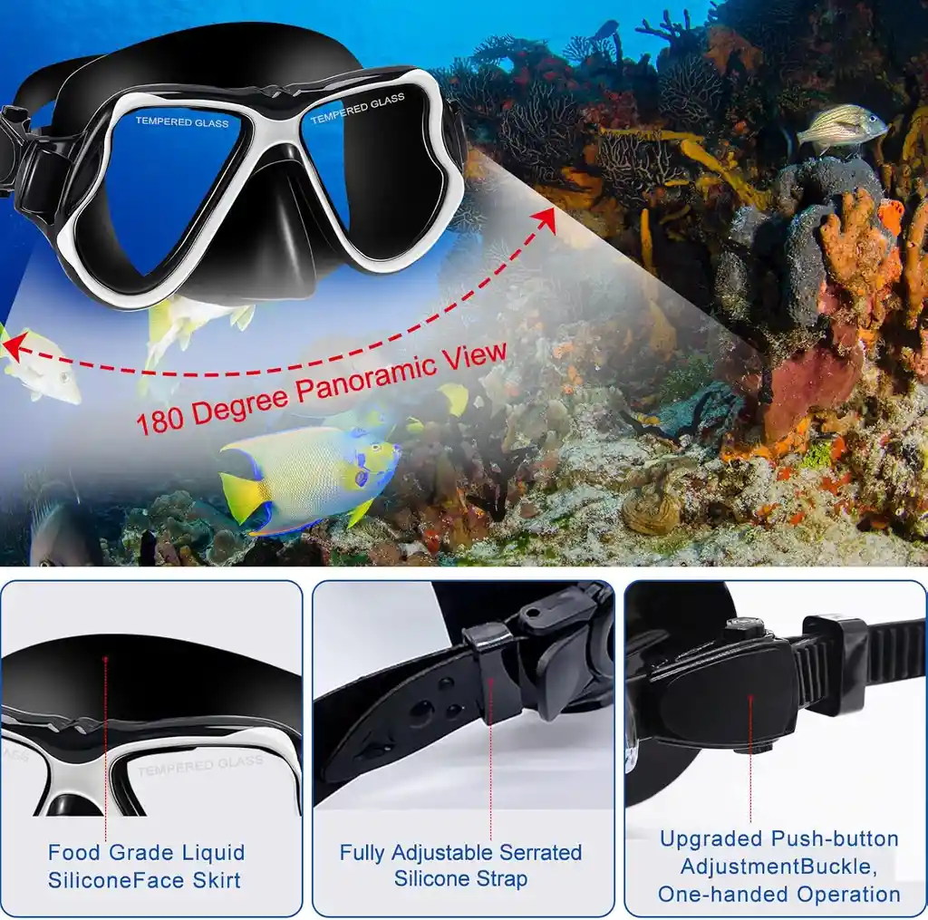 Snorkel Mascara Careta Buceo Profesional Vidrio Templado