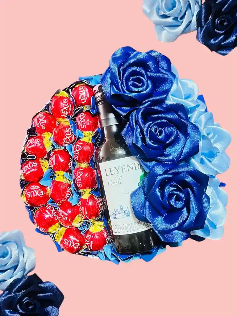 Regalo Especial Con Vino, Chocolates Y Rosas - Feliz Dia - Feliz Cumpleaños - Amor Especial