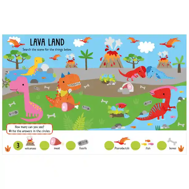 Libro Educativo De Actividades Con Stickers De Dinosaurios Para Niños