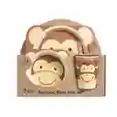 Set Vajilla Bebes Niños Bambu 5 Piezas Plato Con Divisiones Surtidos Motivos