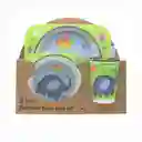 Set Vajilla Bebes Niños Bambu 5 Piezas Plato Con Divisiones Surtidos Motivos