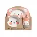 Set Vajilla Bebes Niños Bambu 5 Piezas Plato Con Divisiones Surtidos Motivos
