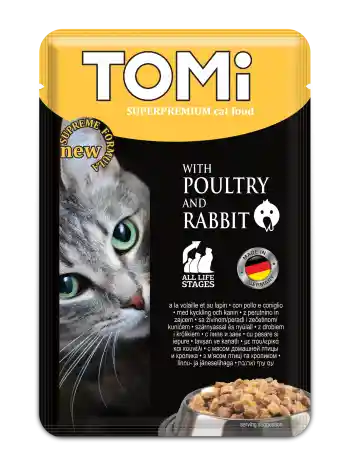 Alimento Humedo Para Gato Superpremium Tomi 100 Gr Con Aves De Corral Y Conejo