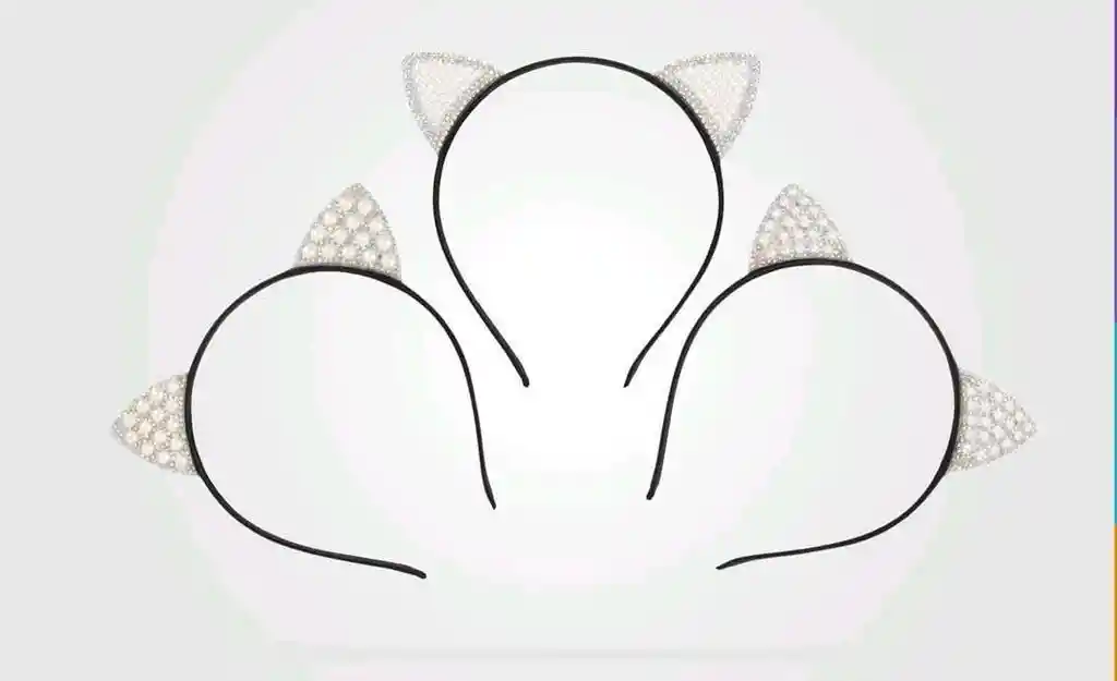 Diadema Con Perlas Orejas Gata