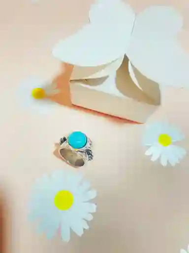 Anillo Plateado Envejecido Con Piedra Grande Talla 7