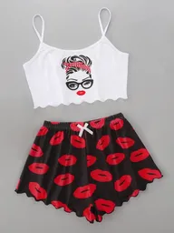 Conjunto De Pijama Estampada De Dos Piezas