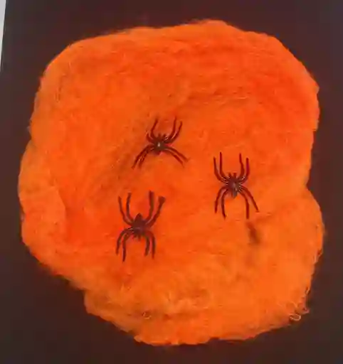 Halloween Telaraña Naranja Expandible Con Arañas