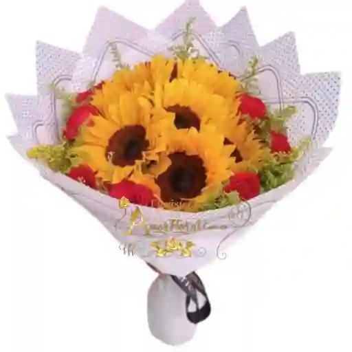 Bouquet De Rosas Y Girasoles Cali