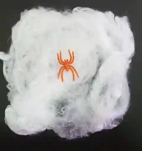 Halloween Telaraña Pequeña Blanca Expandible Con 1 Araña