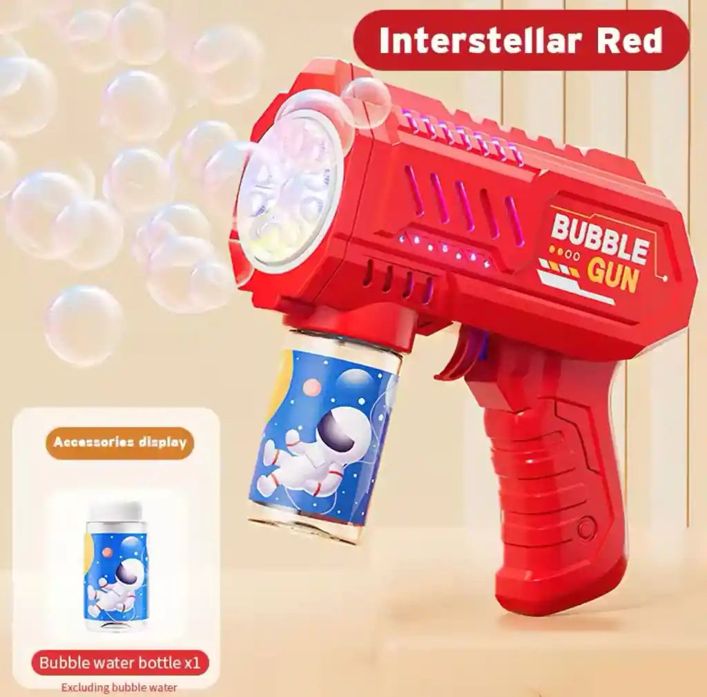 Pistola De Burbujas Automática Eléctrica Niños Niñas Space Roja