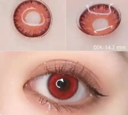 Lentes De Contacto Color Rojo Borde Negro Halloween Disfraz