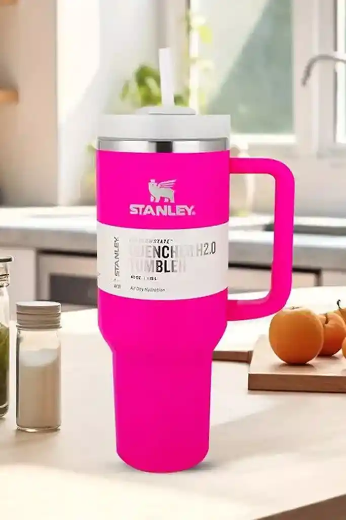 Termo Stanleyy Botella Clásica De Boca Ancha Aislada Al Vacío Color Fucsia, Termo De Acero Inoxidable 18/8 Para Bebidas Frías Y Calientes