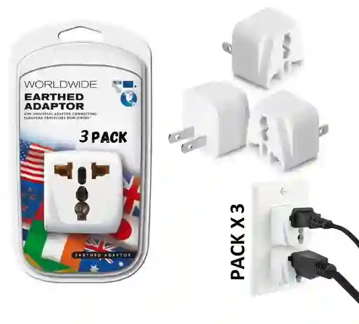 Convertidor Europeo X3 Viajero Adaptador Universal Enchufe Toma Corriente T