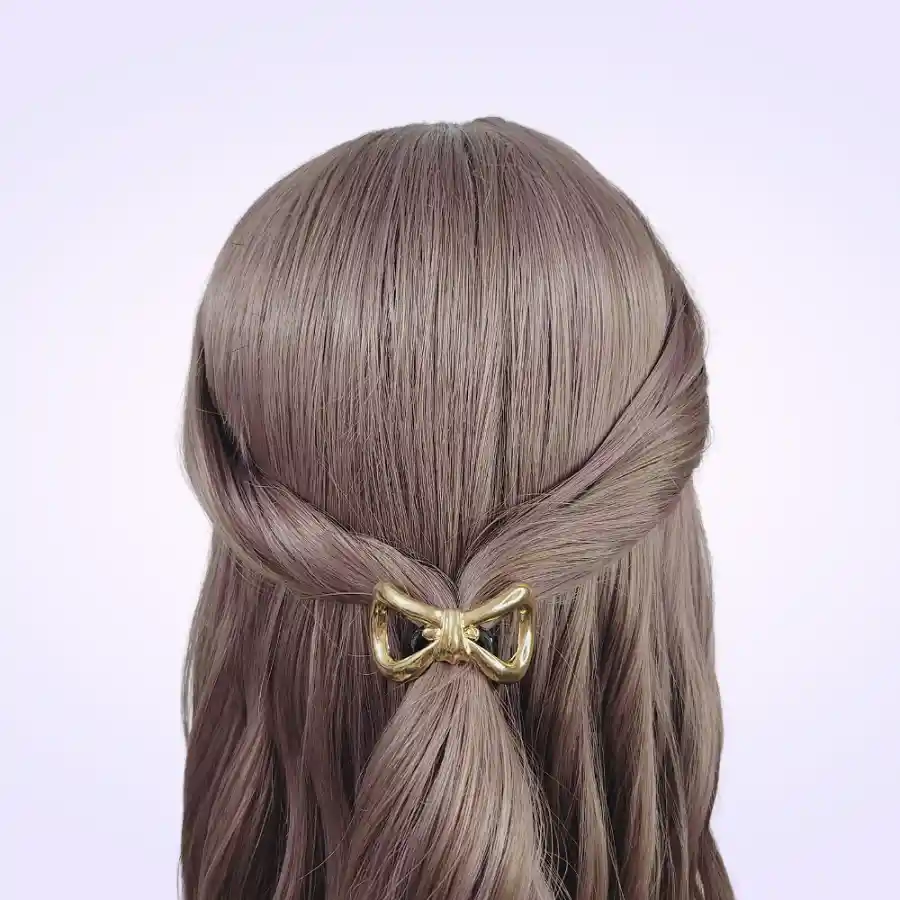 Pony Cuff Moña Colero Lazo Dorado Para Cabello