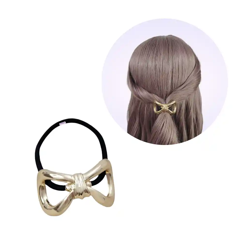 Pony Cuff Moña Colero Lazo Dorado Para Cabello