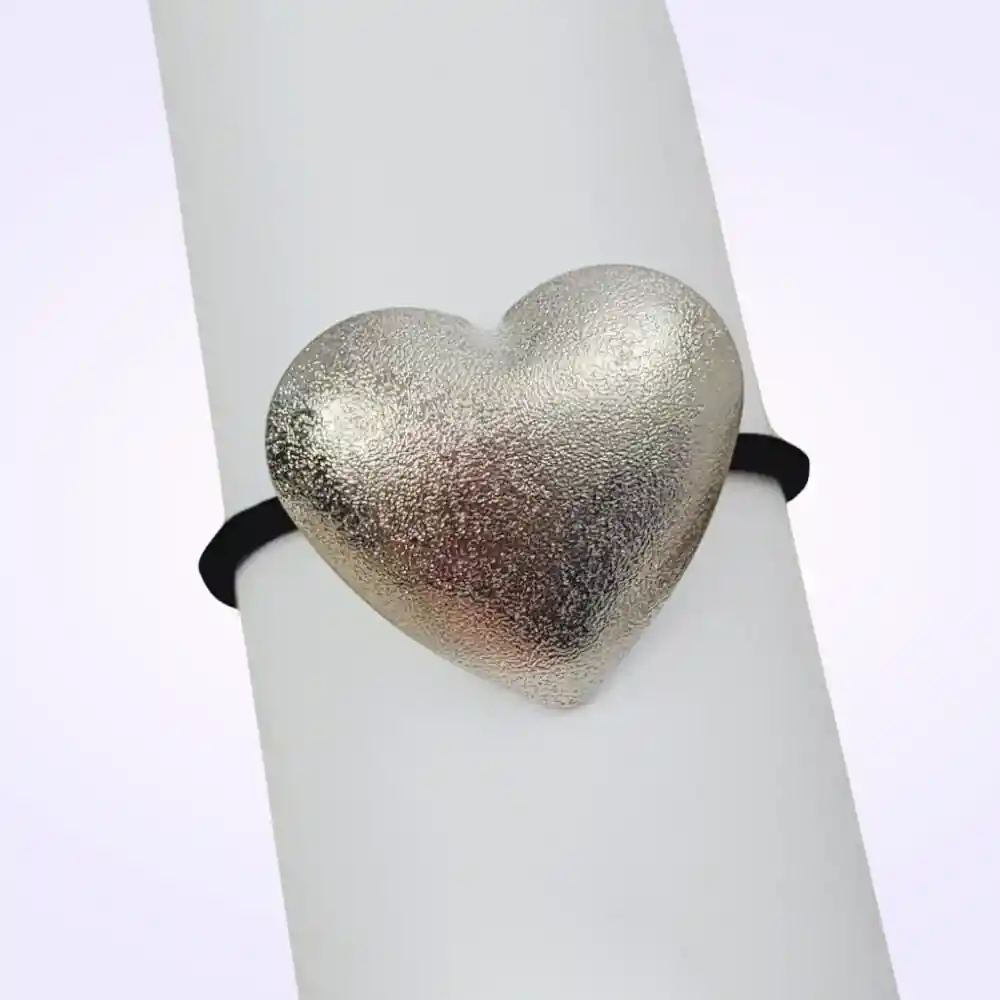 Pony Cuff Moña Colero Corazón Plateado Para Cabello