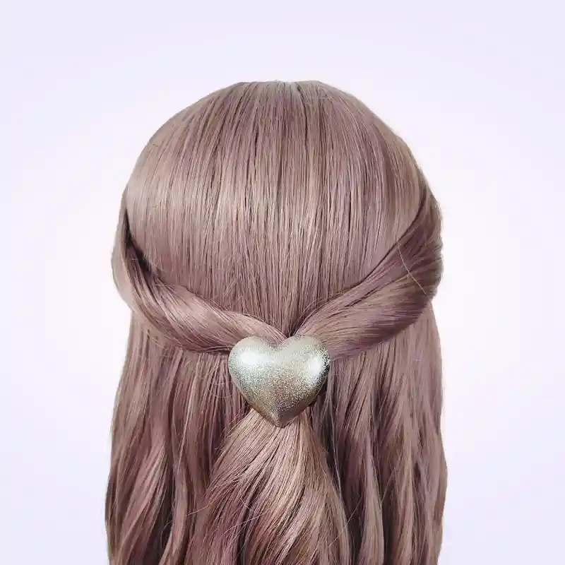 Pony Cuff Moña Colero Corazón Plateado Para Cabello