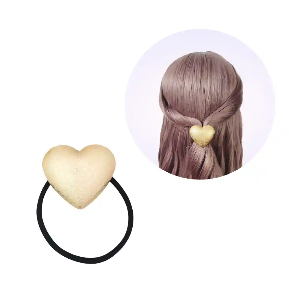 Pony Cuff Moña Colero Corazón Dorado Para Cabello