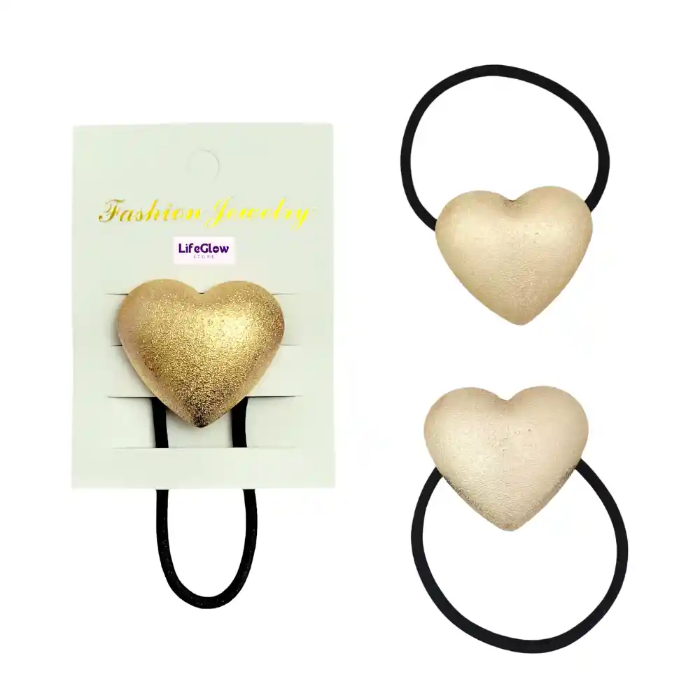 Pony Cuff Moña Colero Corazón Dorado Para Cabello