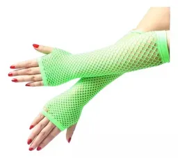 Guantes Largos De Malla Color Verde Neon Disfraz Halloween