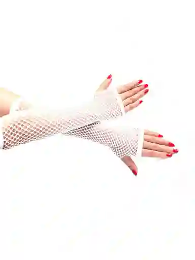 Guantes Largos De Malla Color Blanco Disfraz Halloween