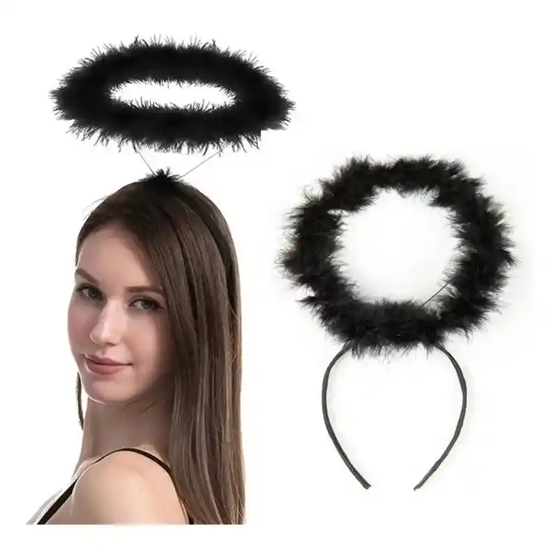 Diadema Balaca Cintillo Aureola De Angel Color Negro Disfraz Halloween