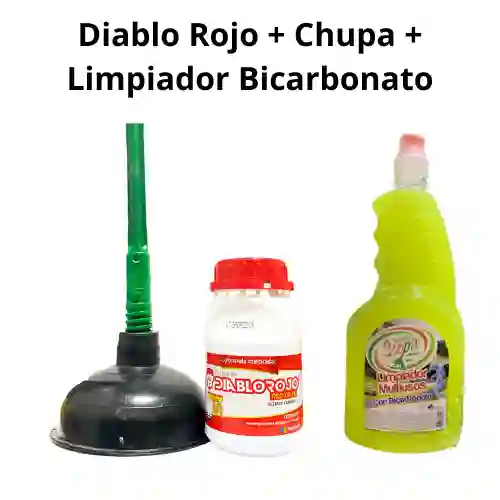 ¡ Combo ! Diablo Rojo + Chupa + Limpiador Bicarbonato (1 Lt)