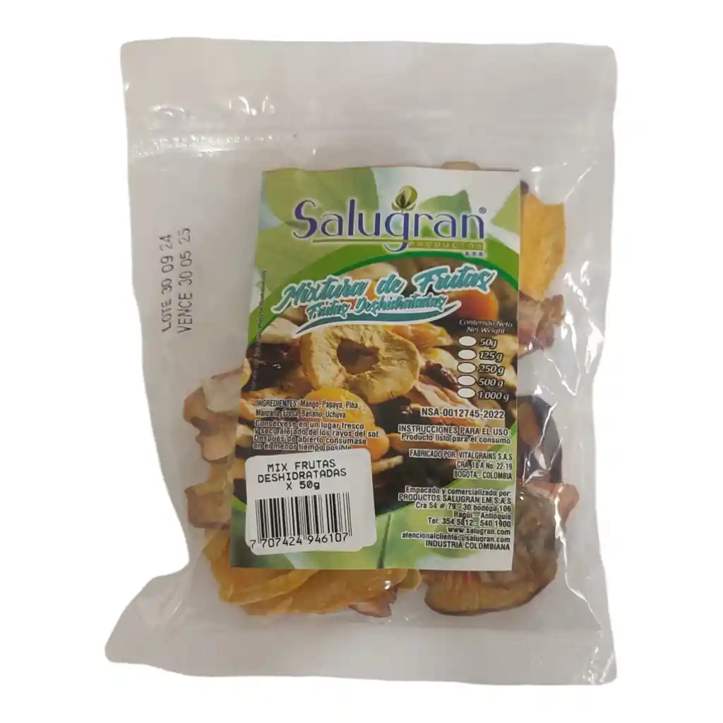 Mixtura Frutas Deshidratadas X 50gr Salugran