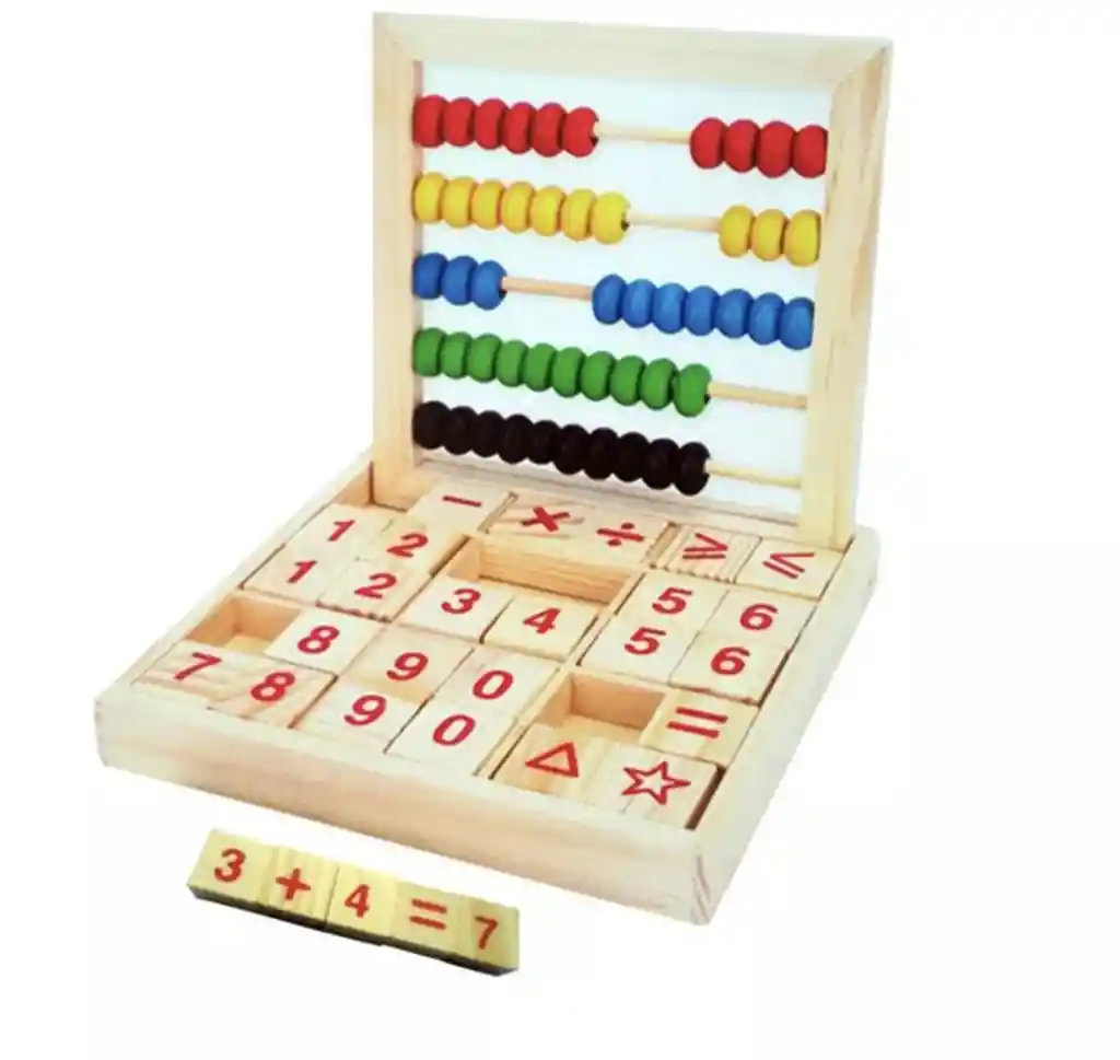 Juego Educativo Niños Blocks Madera Numeros Letras Abaco