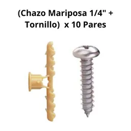 Chazo 1/4" Supra O Mariposa + Tornillo ( X10 Unidades )