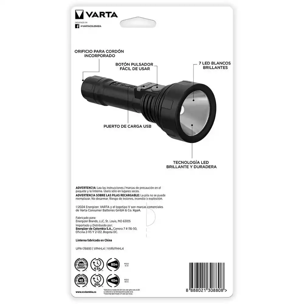 Linterna Rec 150 Lúmenes Varta E304158800