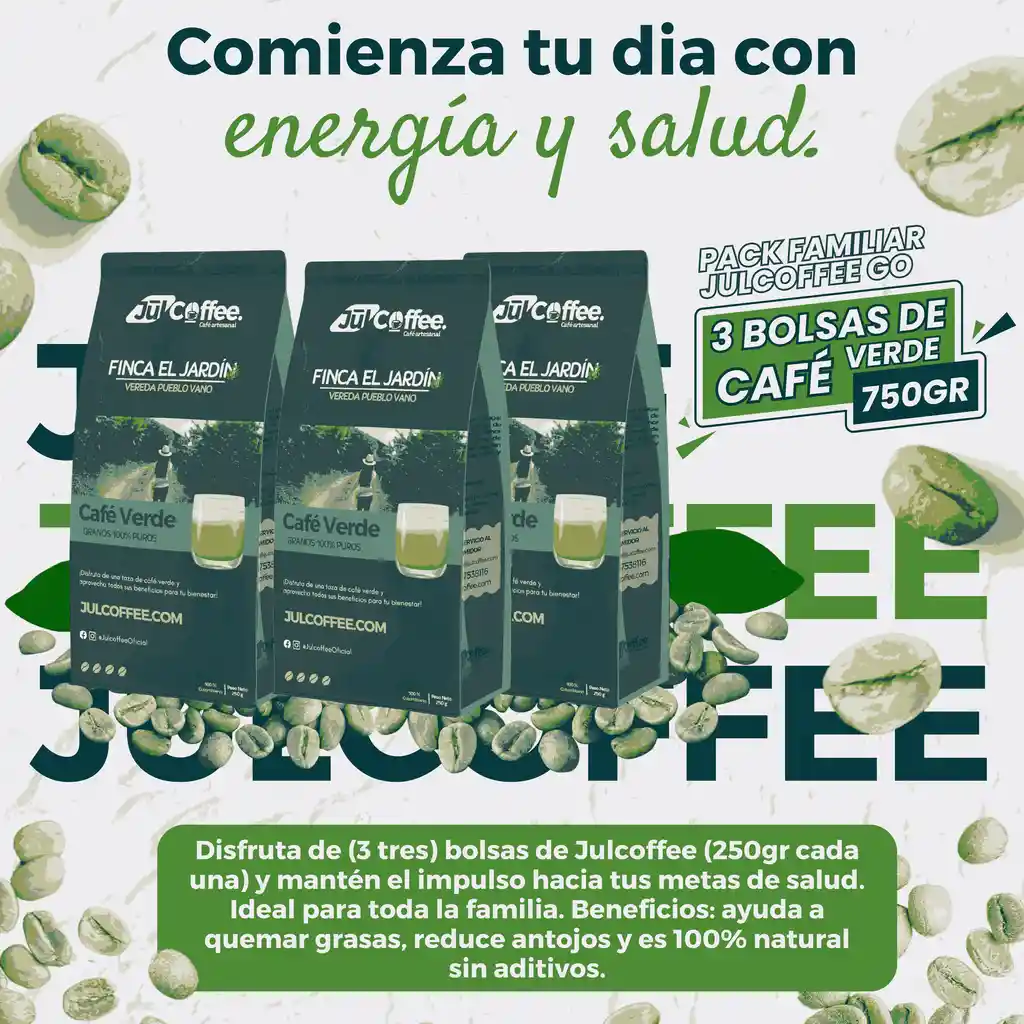 Pack Familiar Julcoffee - 3 Bolsas De Café Verde (750gr)