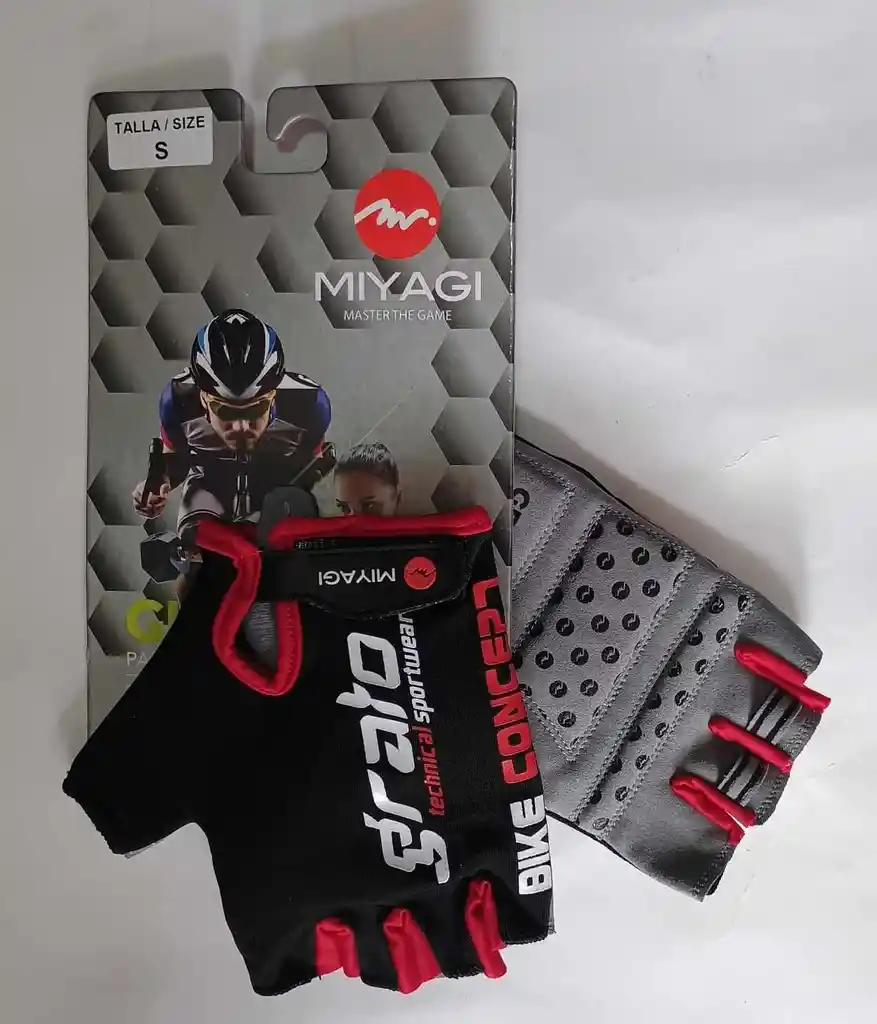 Guantes Palma Gel Ciclismo Deporte Miyagi Negro Talla M