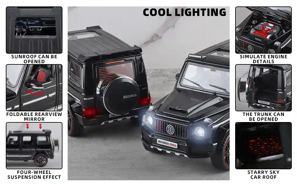 Carro Coleccionable Brabus 800 Model Car Negro Descapotable Con Luz Y Sonido Modelo Coche Juguete Fiesta Regalos, Colección