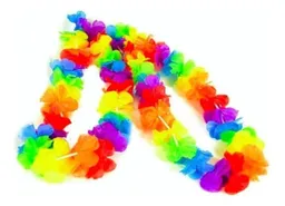 Collar Hawaiano Tela Multicolores Neon X 6und Fiesta Decoracion