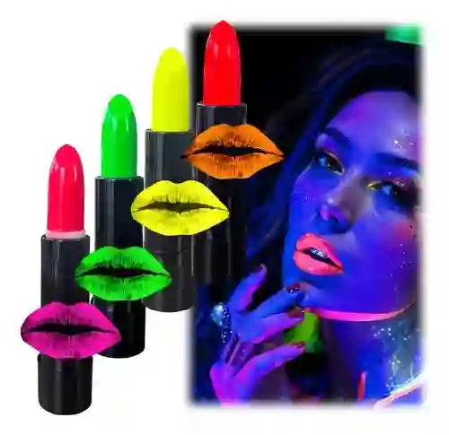 Labial Brillo Amarillo Neon Party Time Disfraz Halloween