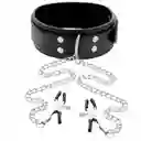 Collar Con Pezonera Sado Bondage Bdsm Sadomasoquismo Fetiche Fetish Master Slave Pezones Tetillas Juguete