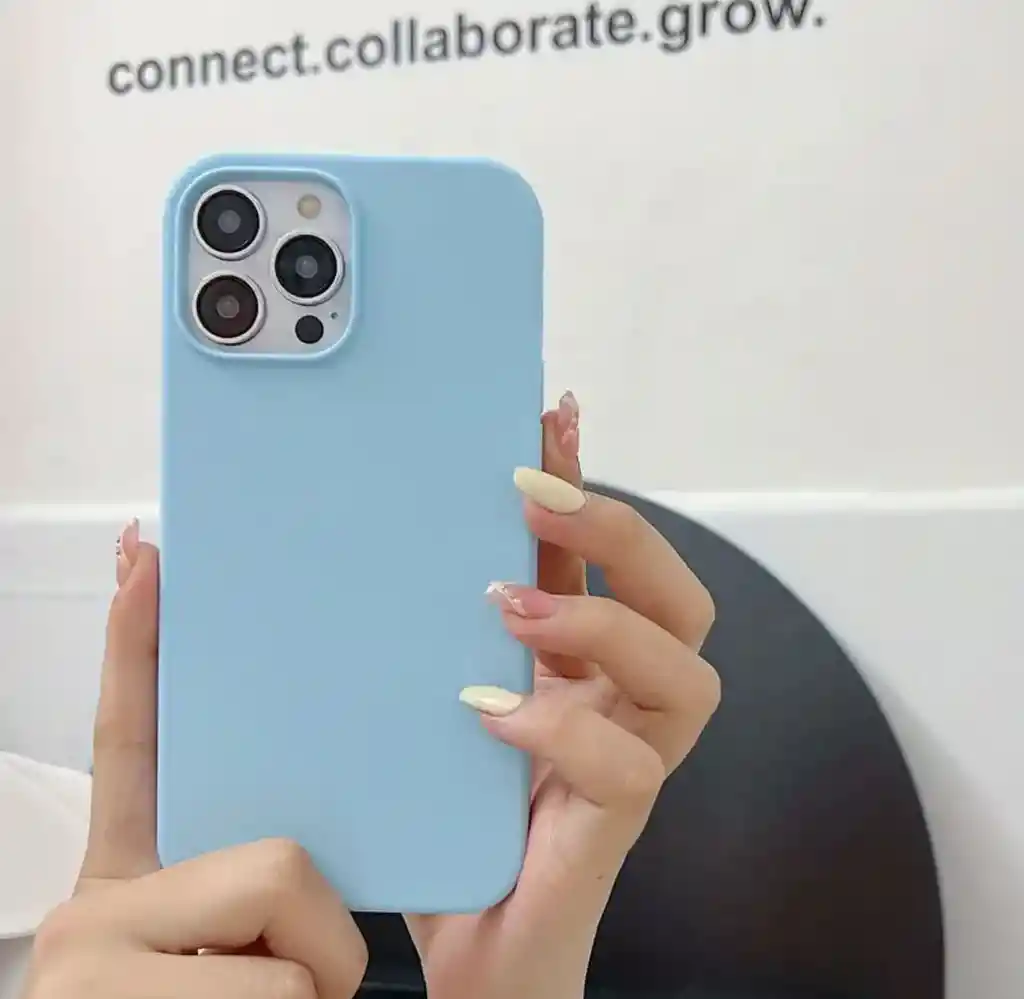 Funda O Case Para Iphone 12 Pro Silicona Azul Celeste