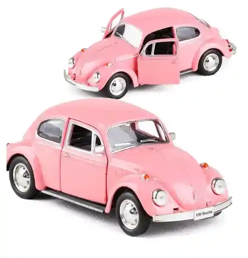 Carro Coleccionable Clásico Volkswagen Beetle Pink 1967 Descapotable Rosado Modelo Coche Juguete Fiesta Regalos, Colección