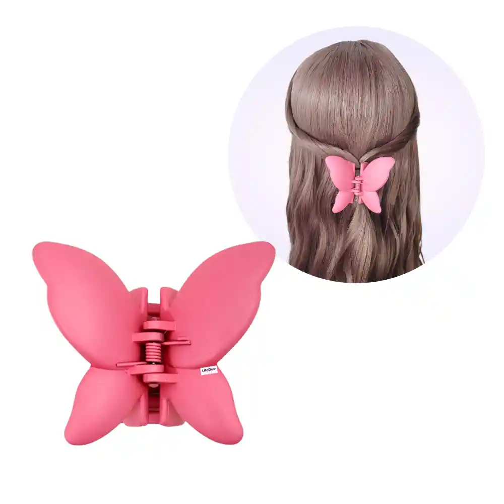 Pinza Gancho Caimán Rosado Mariposa Boreal Para Cabello