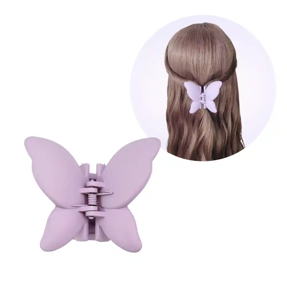 Pinza Gancho Caimán Lila Mariposa Boreal Para Cabello