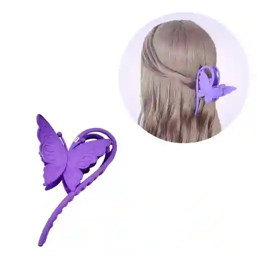 Maxi Pinza Gancho Caimán Mariposa Morada Para Cabello