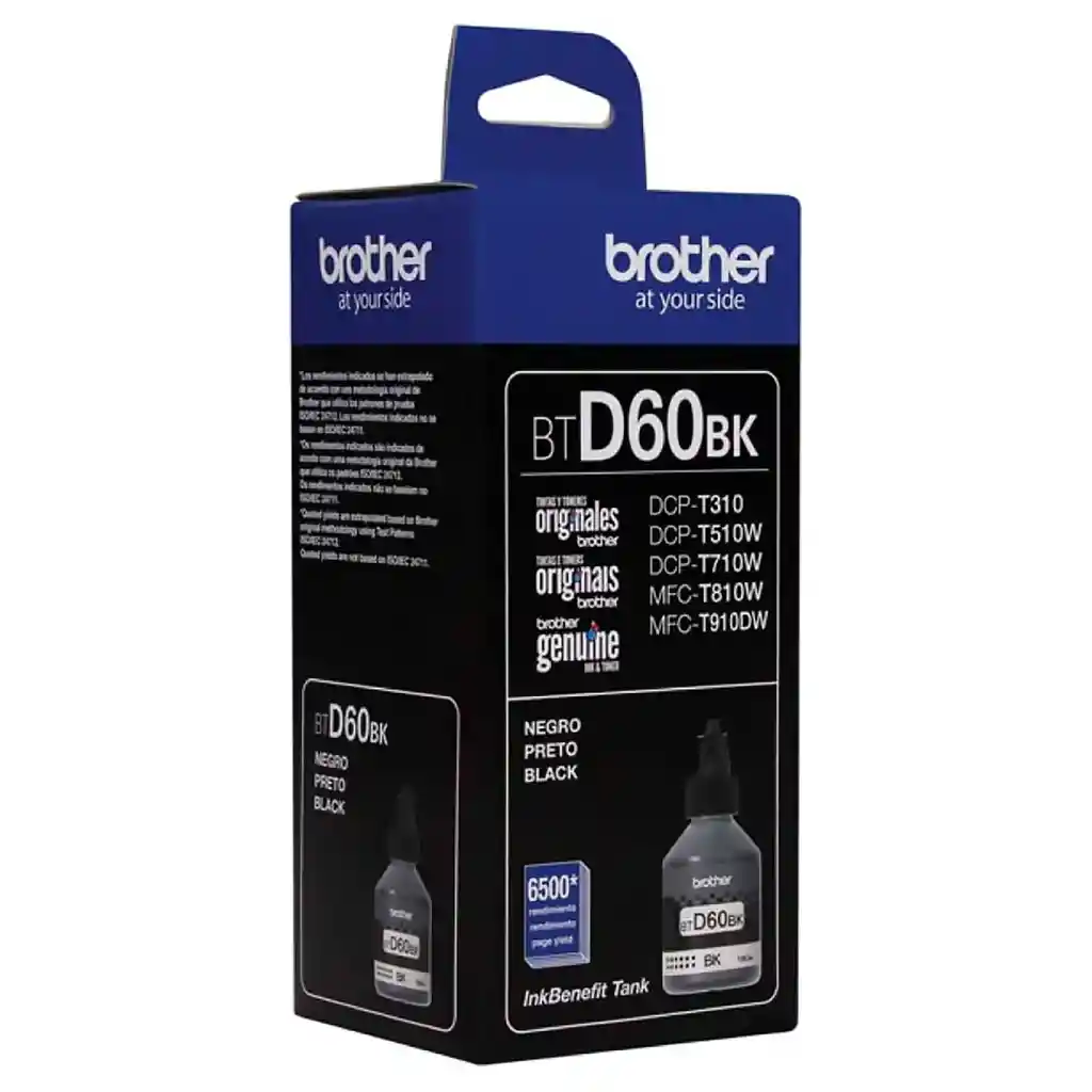 Tinta Brother Btd60bk Negra Para Impresoras Brother T4000dw T220/t300 T310/t420w T500w/t510w T520w/t700w