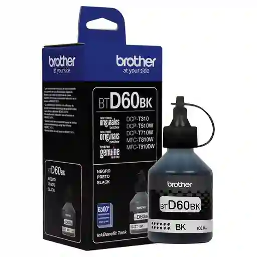 Tinta Brother Btd60bk Negra Para Impresoras Brother T4000dw T220/t300 T310/t420w T500w/t510w T520w/t700w