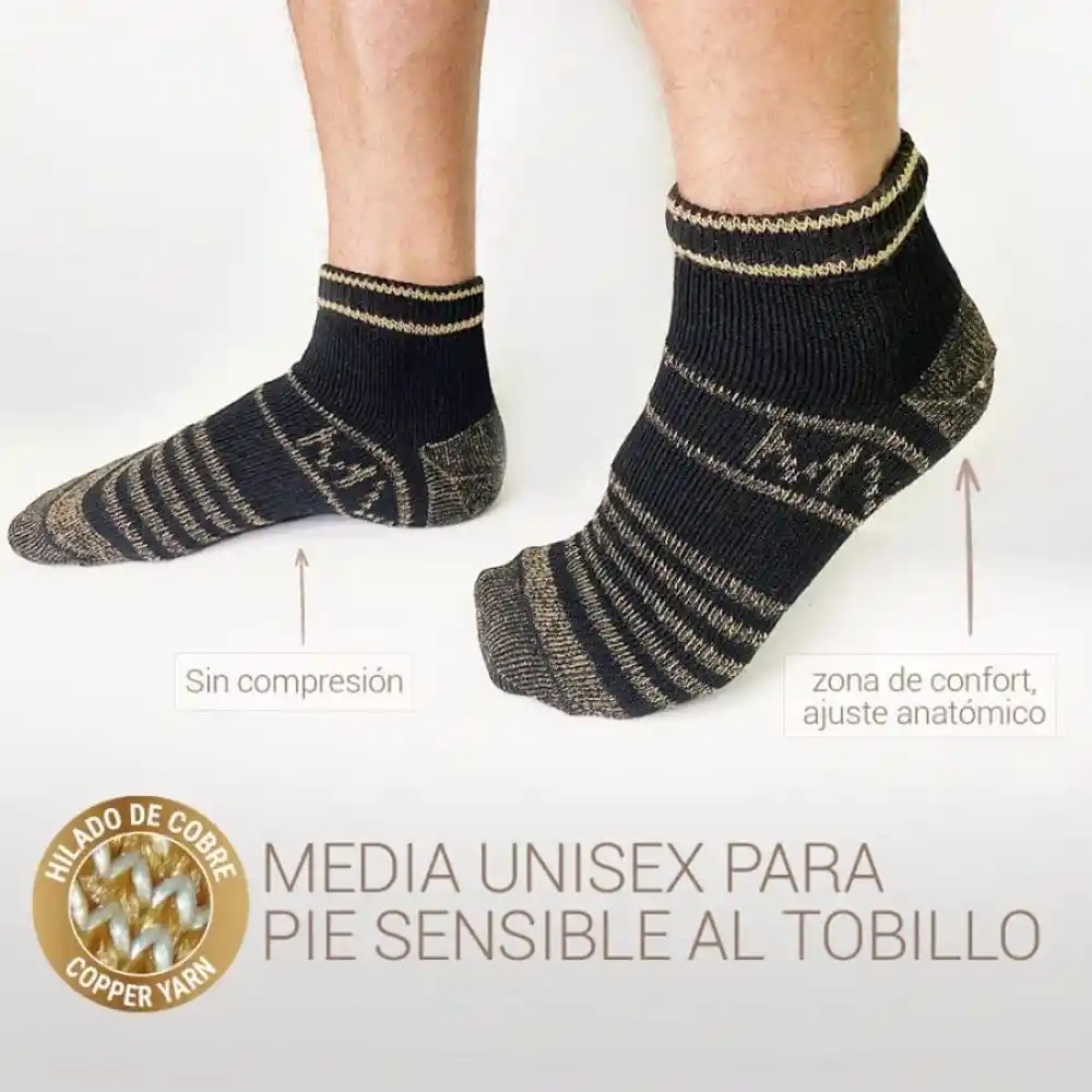 Media Medivaric Tobillo Pie Sensible Talla L Color Negro