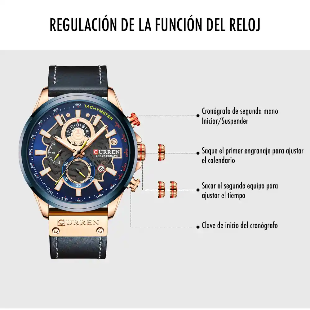 Reloj Curren 8380 Deportivo Cuarzo Cuero Azul