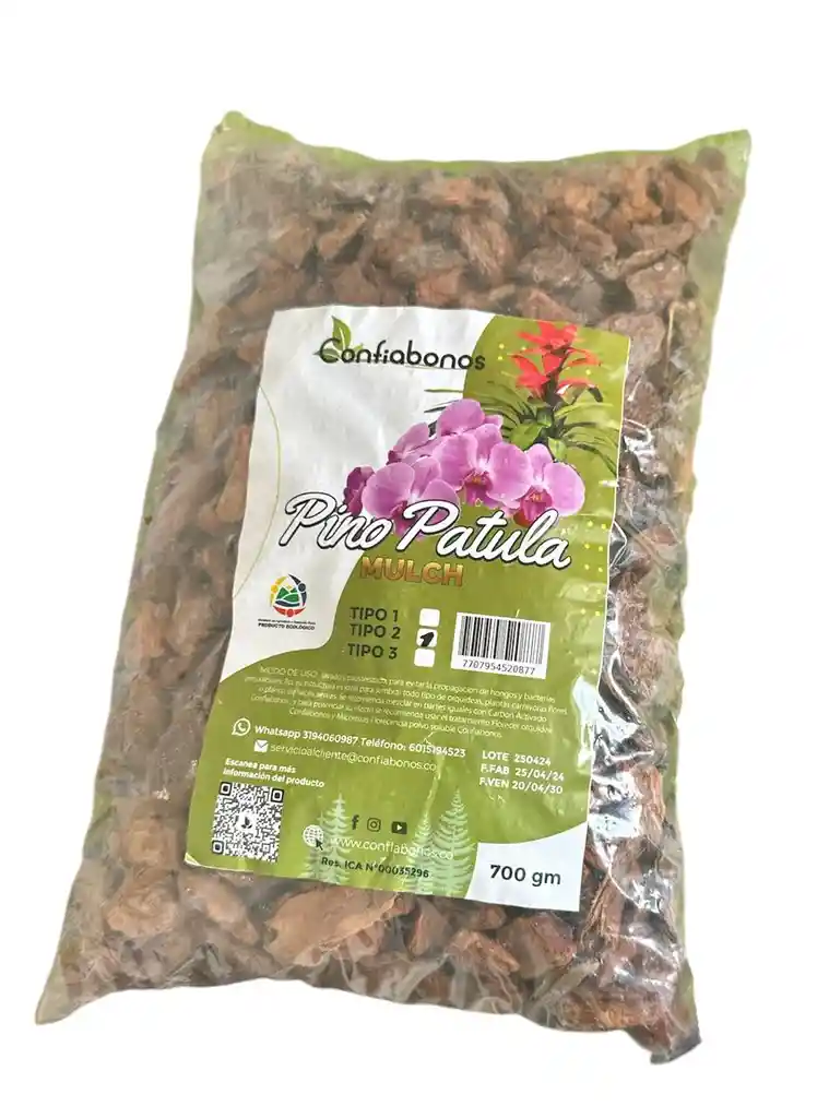 Corteza Del Pino Patula Triturada Indicado Para Siembra De Orquídeas Y Bromelias