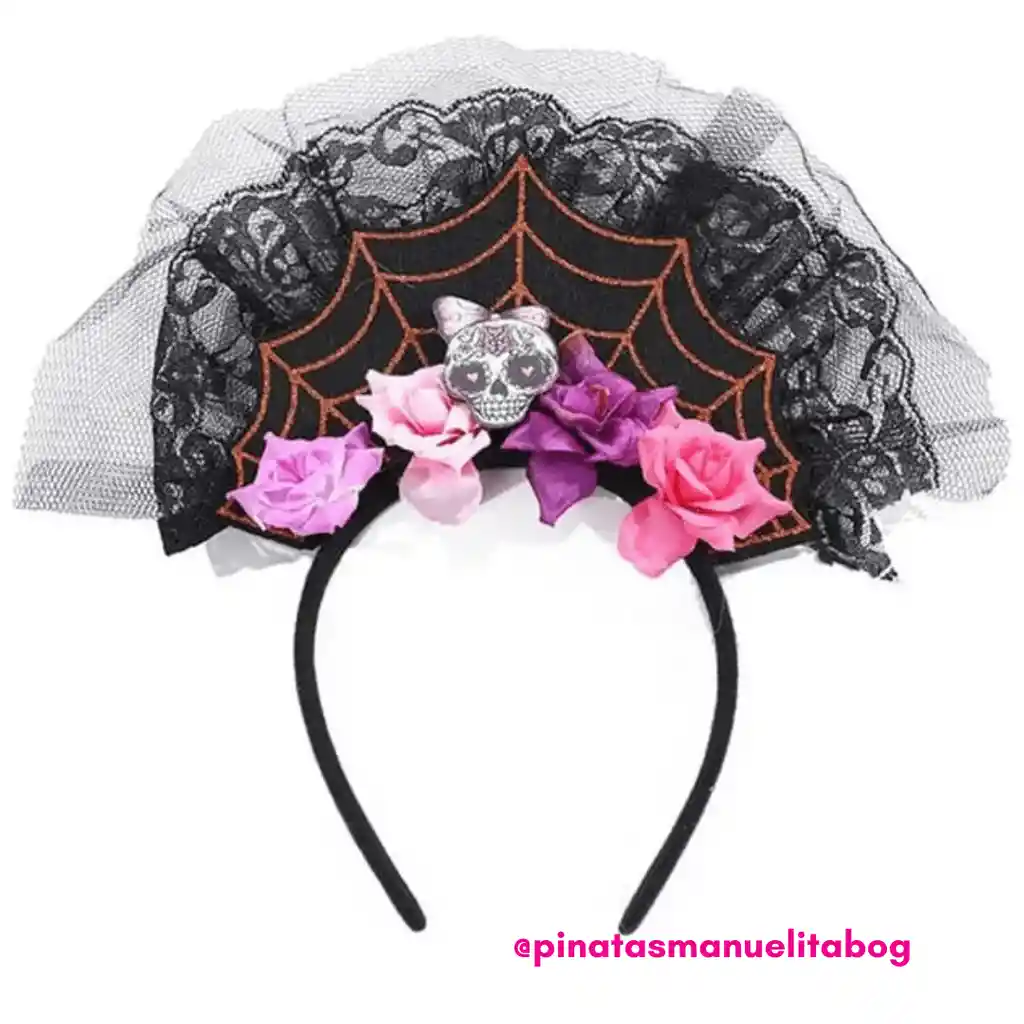 Diadema Catrina Lila Rosado Halloween